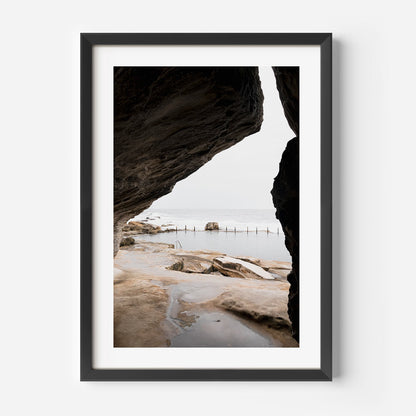 Tranquil Coastal View: Serene Oil Painting of Mahon Pool and Rocky Shoreline