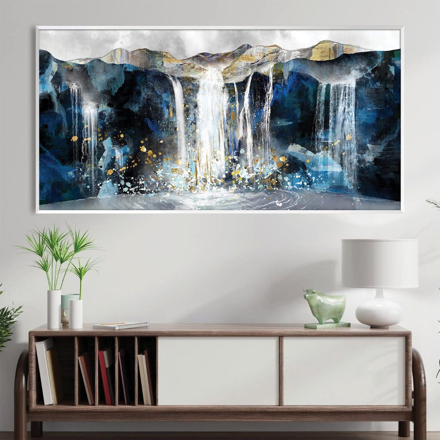 Stunning Waterfall Landscape Oil Painting for Elegant Home Decor