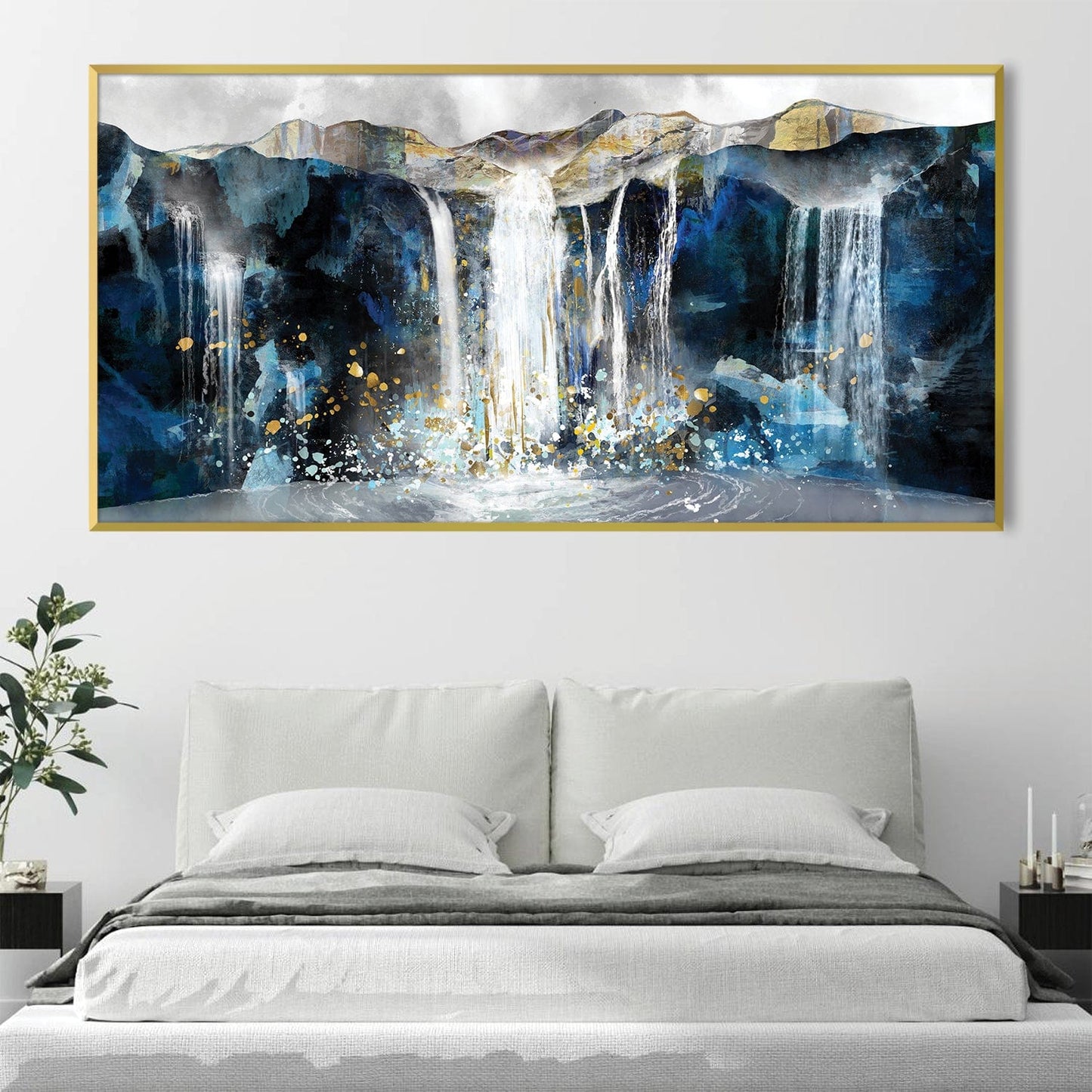 Stunning Waterfall Landscape Oil Painting for Elegant Home Decor