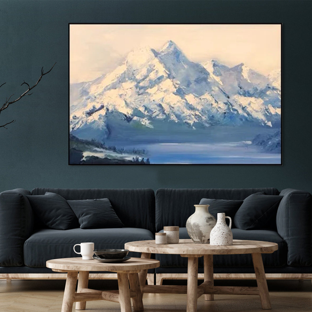 Breathtaking Mountain Landscape Oil Painting with Serene Lake Views