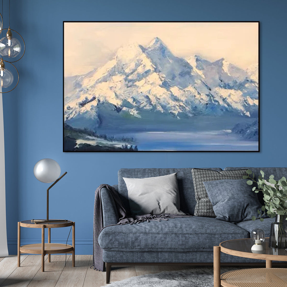 Breathtaking Mountain Landscape Oil Painting with Serene Lake Views