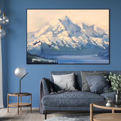Breathtaking Mountain Landscape Oil Painting with Serene Lake Views