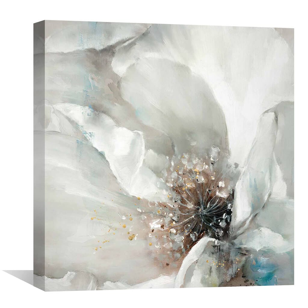Elegant White Flower Oil Painting for Luxurious Home Decor and Art Lovers