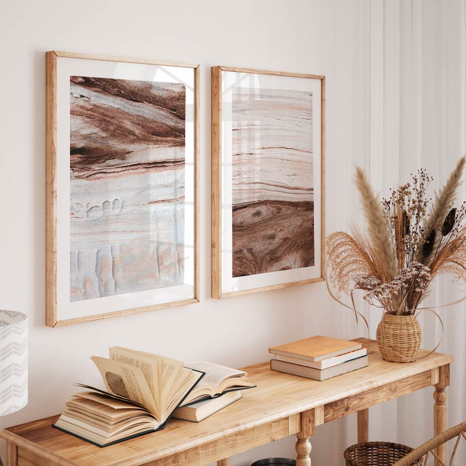 Serene Coastal Landscape Oil Painting with Earthy Tones and Textured Detail