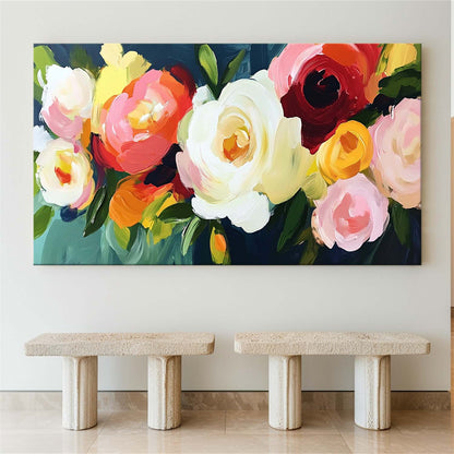 Vibrant Floral Oil Painting | Modern Abstract Art for Elegant Home Decor