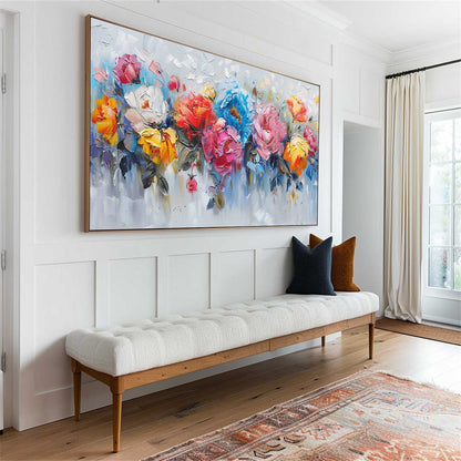 Vibrant Floral Abstract Oil Painting for Modern Home Decor