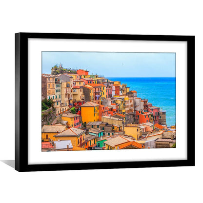 Vibrant Manarola Coastal Village Oil Painting for Elegant Home Decor