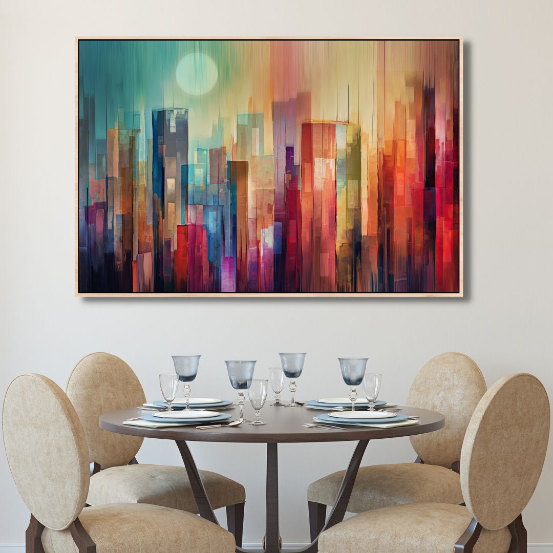 Vibrant Manhattan Cityscape Abstract Oil Painting for Modern Home Decor