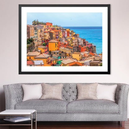 Vibrant Manarola Coastal Village Oil Painting for Elegant Home Decor