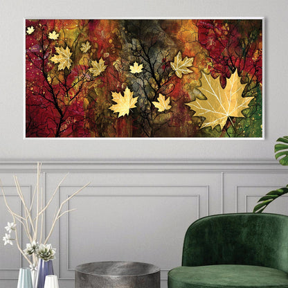 Vibrant Autumn Maple Leaves Abstract Oil Painting for Home Decor