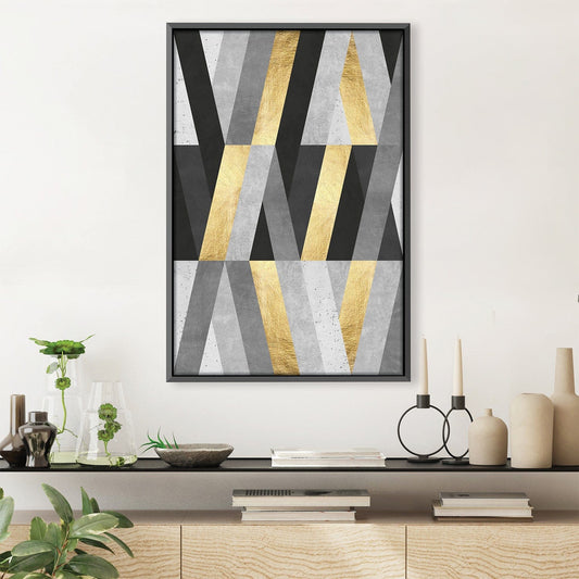 Contemporary Abstract Marble and Gold Geometric Canvas Art for Modern Decor