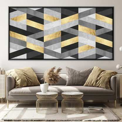 Geometric Marble and Gold Wall Art for Modern Home Decor