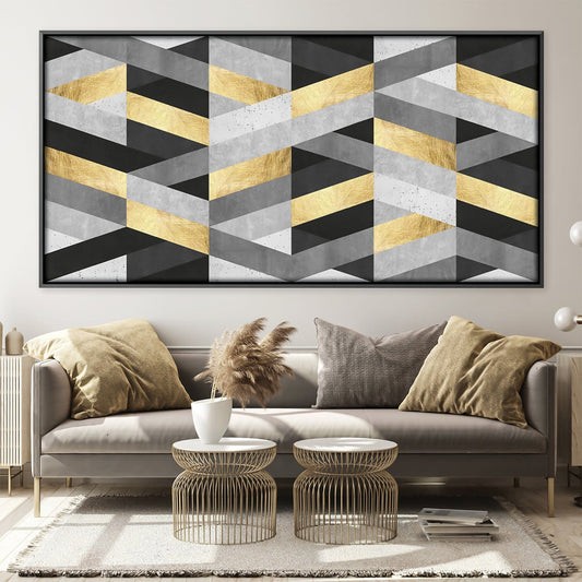 Geometric Marble and Gold Wall Art for Modern Home Decor
