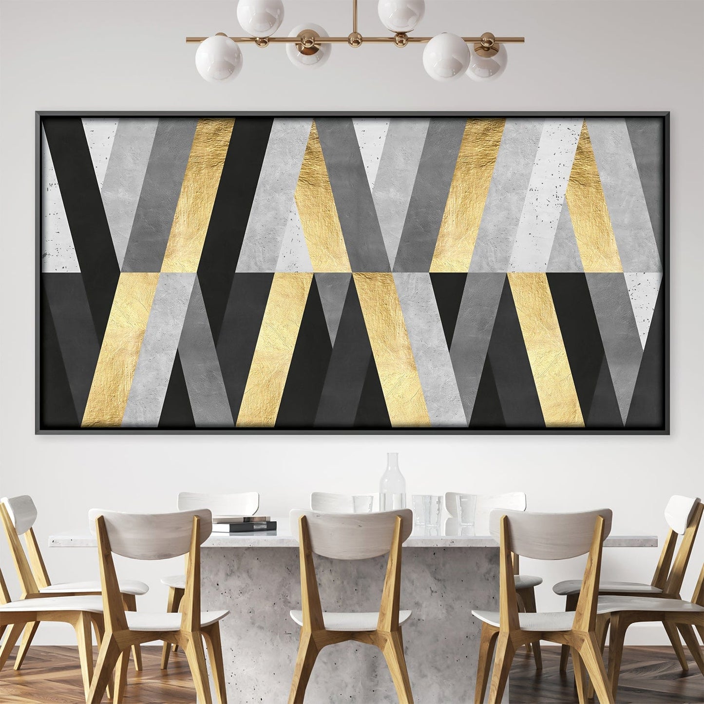 Contemporary Marble and Gold Geometric Oil Painting for Elegant Home Decor