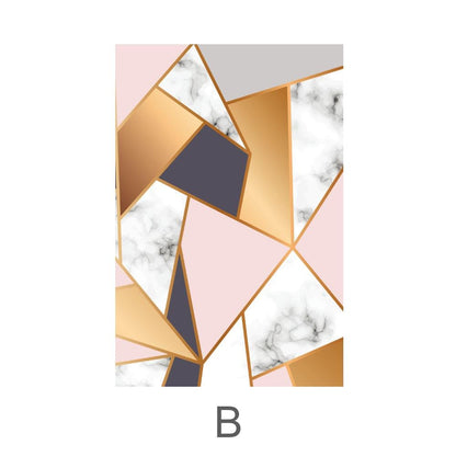 Elegant Marble Geometric Wall Art – Modern Gold and White Oil Painting