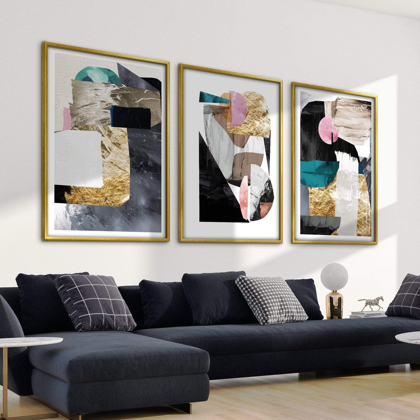 Abstract Oil Painting Trio for Modern Home Decor