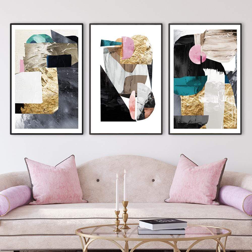 Abstract Oil Painting Trio for Modern Home Decor