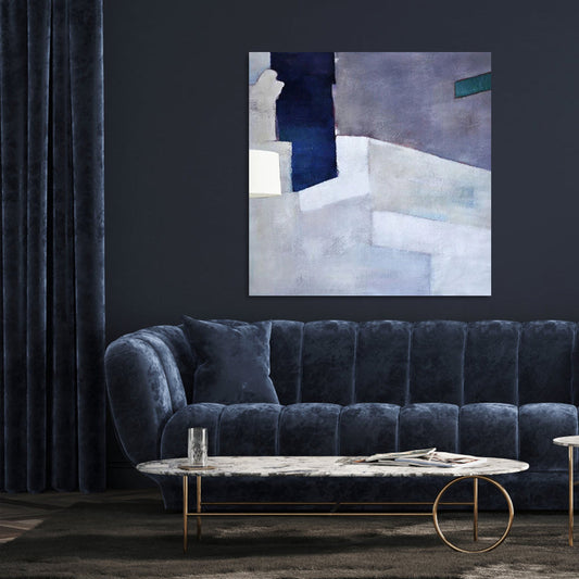 Abstract Oil Painting of Serene Steps and Shadows for Elegant Home Decor
