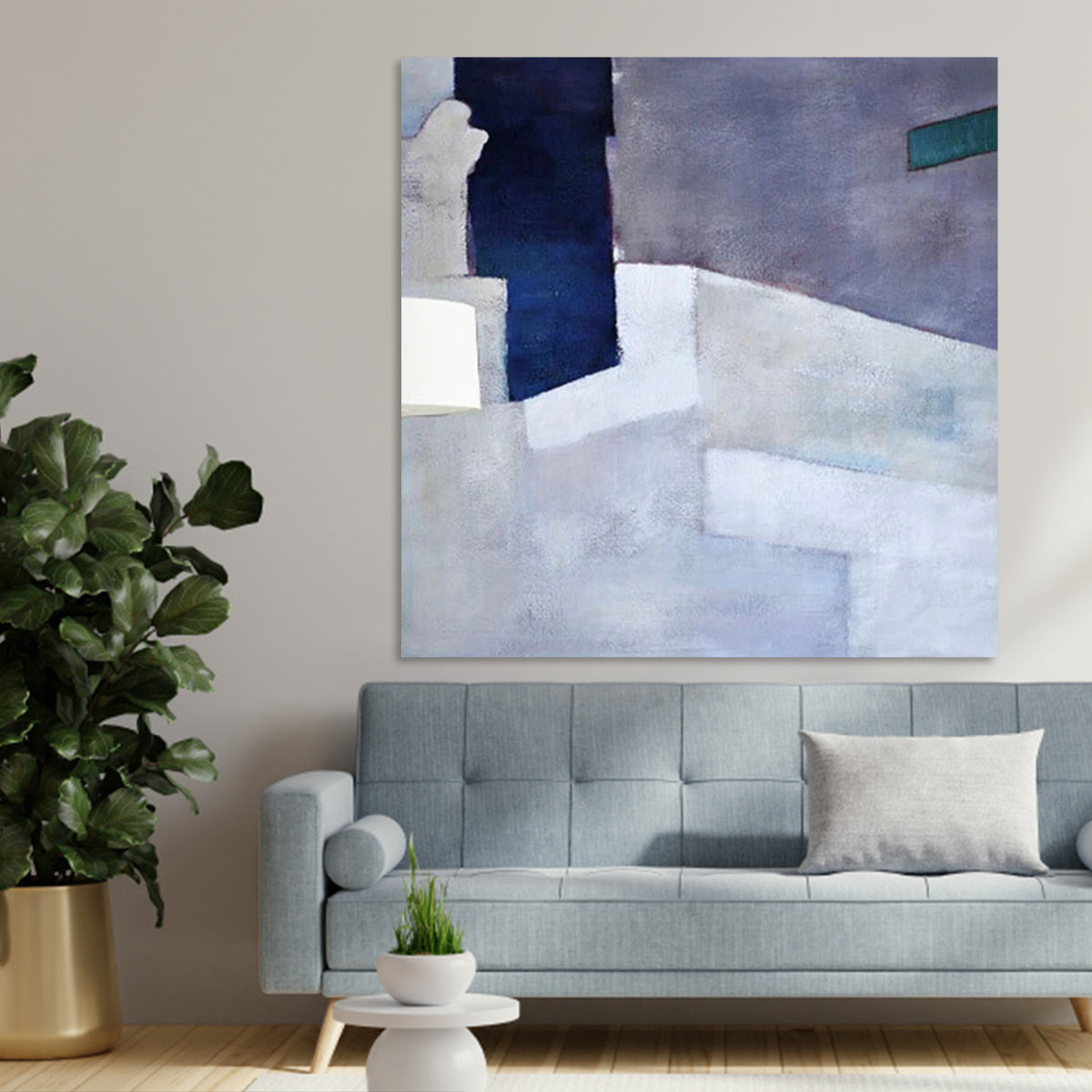 Abstract Oil Painting of Serene Steps and Shadows for Elegant Home Decor