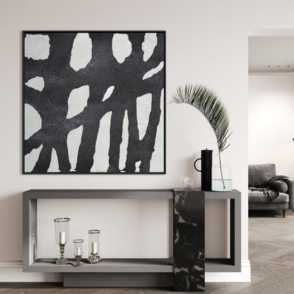 Abstract Black and White Maze Oil Painting for Modern Home Decor