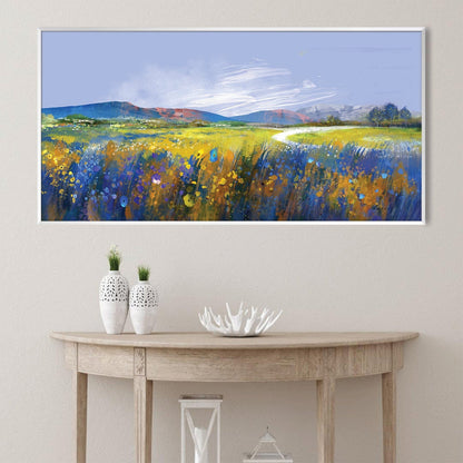Vibrant Meadow Landscape Oil Painting for Home Decor and Art Lovers