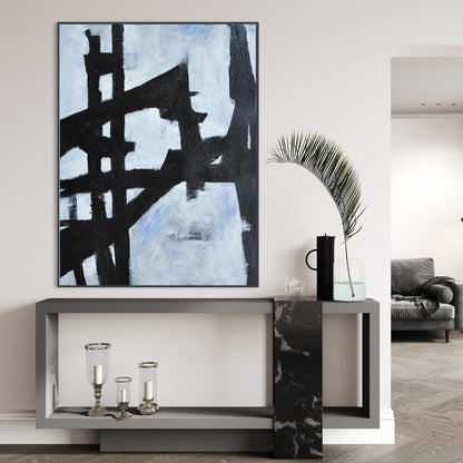 Abstract Black and White Oil Painting for Modern Art Lovers