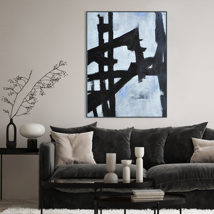 Abstract Black and White Oil Painting for Modern Art Lovers