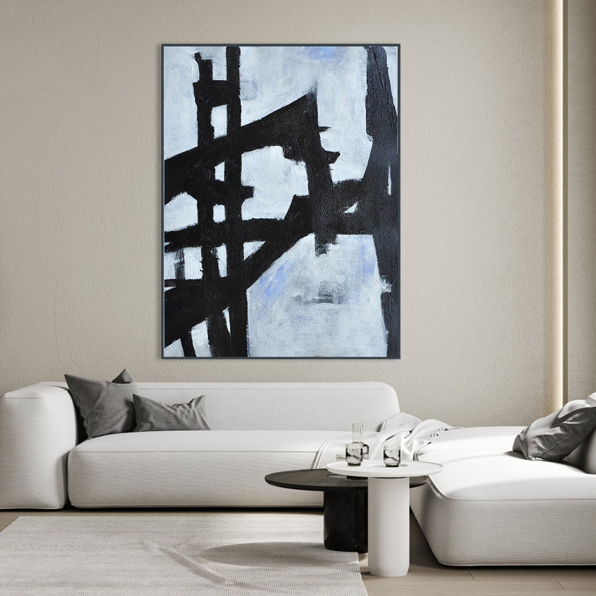 Abstract Black and White Oil Painting for Modern Art Lovers