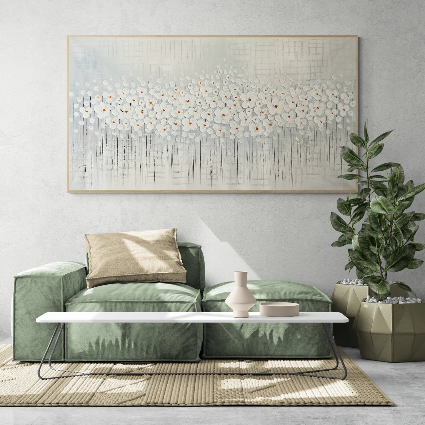 Serene Lily Garden Oil Painting - Elegant Floral Wall Art for Home Décor