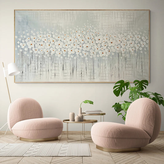 Serene Lily Garden Oil Painting - Elegant Floral Wall Art for Home Décor