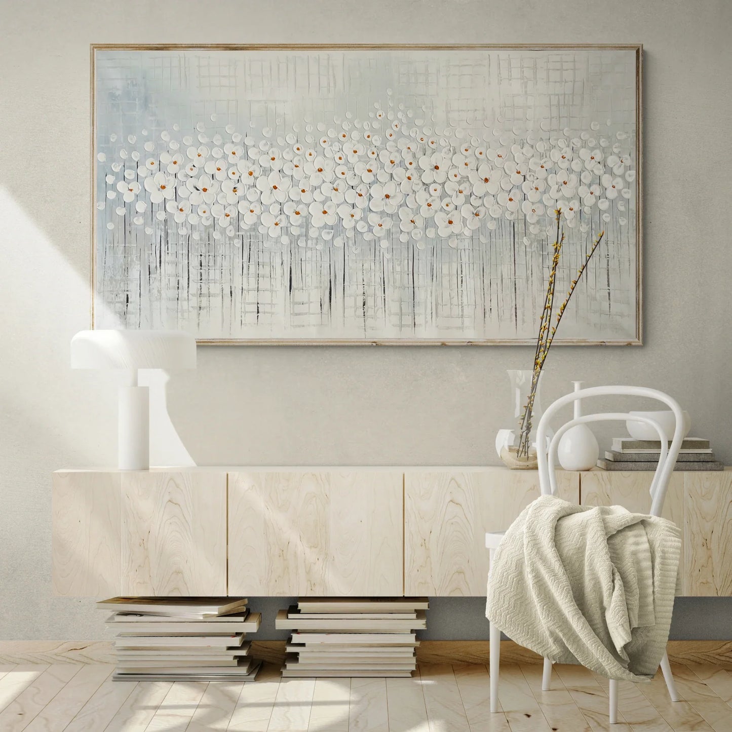 Serene Lily Garden Oil Painting - Elegant Floral Wall Art for Home Décor