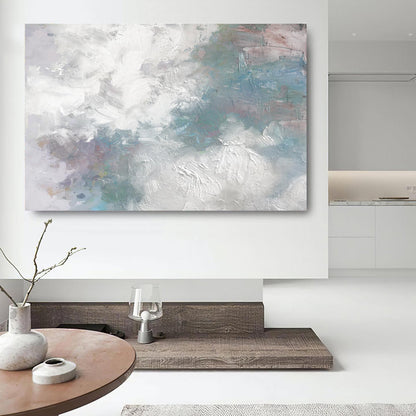 Serene Blue Abstract Landscape Painting for Modern Home Decor