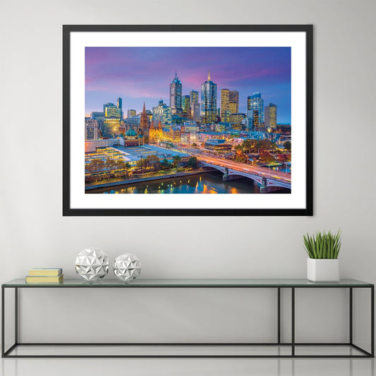 Stunning Melbourne Skyline Oil Painting - Vibrant Cityscape Art for Modern Home Decor