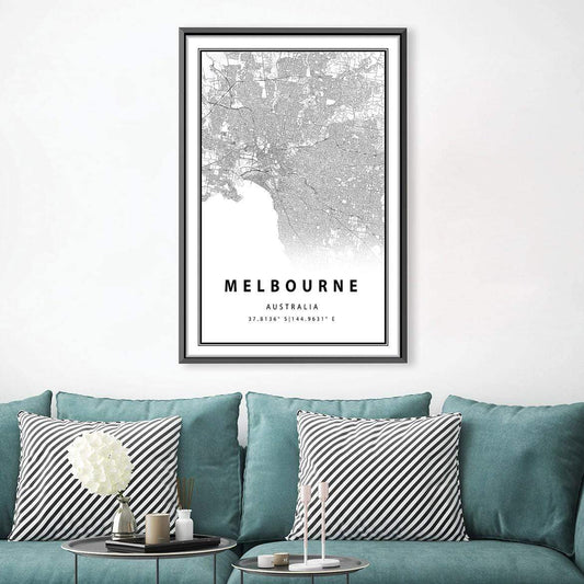 Stylish Melbourne Australia Map Oil Painting for Modern Home Decor