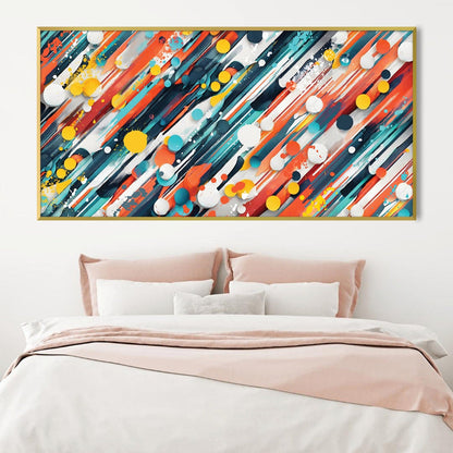 Vibrant Abstract Oil Painting with Colorful Brush Strokes for Modern Home Decor