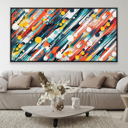 Vibrant Abstract Oil Painting with Colorful Brush Strokes for Modern Home Decor