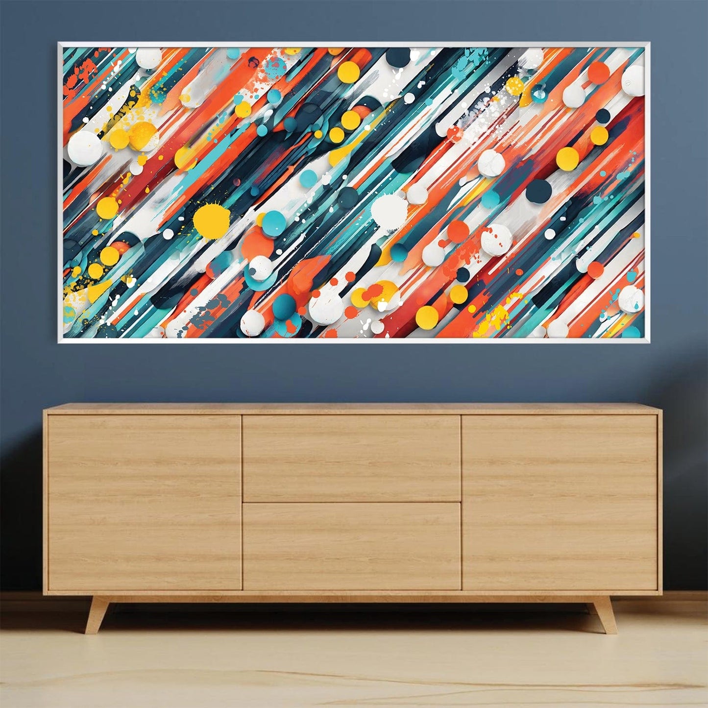 Vibrant Abstract Oil Painting with Colorful Brush Strokes for Modern Home Decor