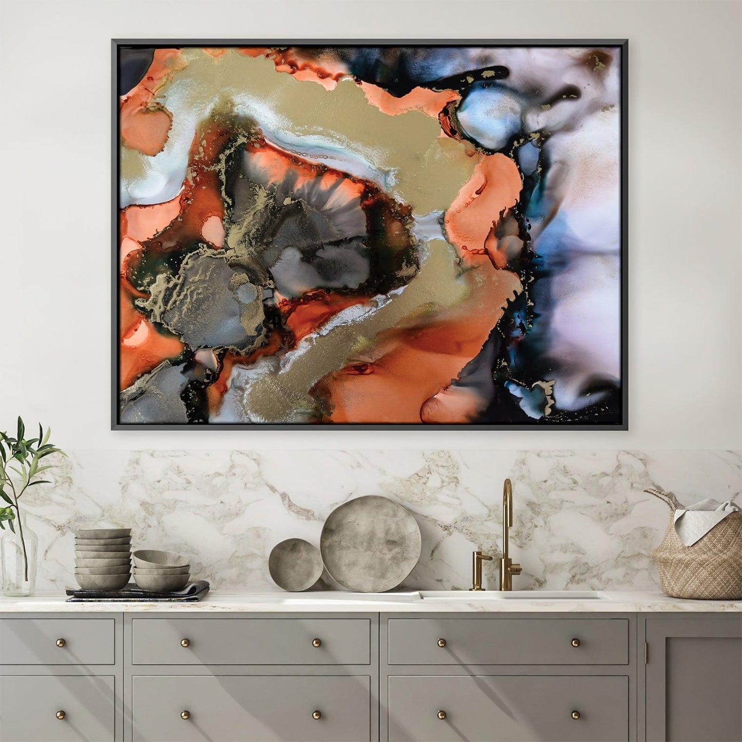 Abstract Melted Copper Oil Painting for Modern Home Décor