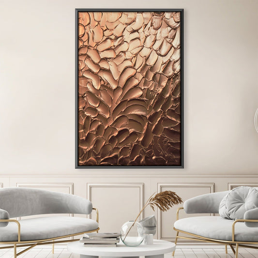 Abstract Metallic Copper Texture Oil Painting for Modern Home Décor