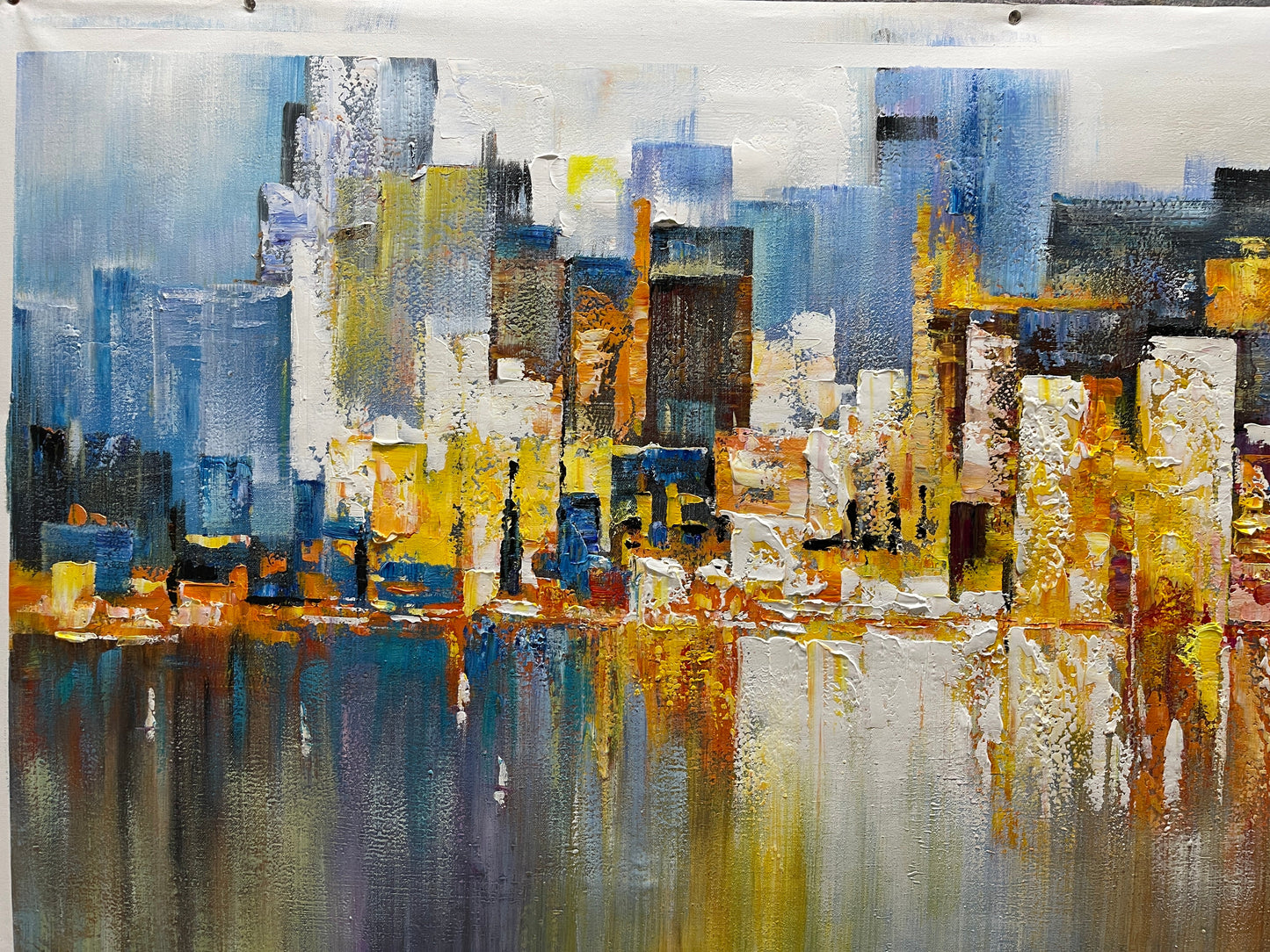 Vibrant Cityscape Abstract Oil Painting for Modern Home Décor