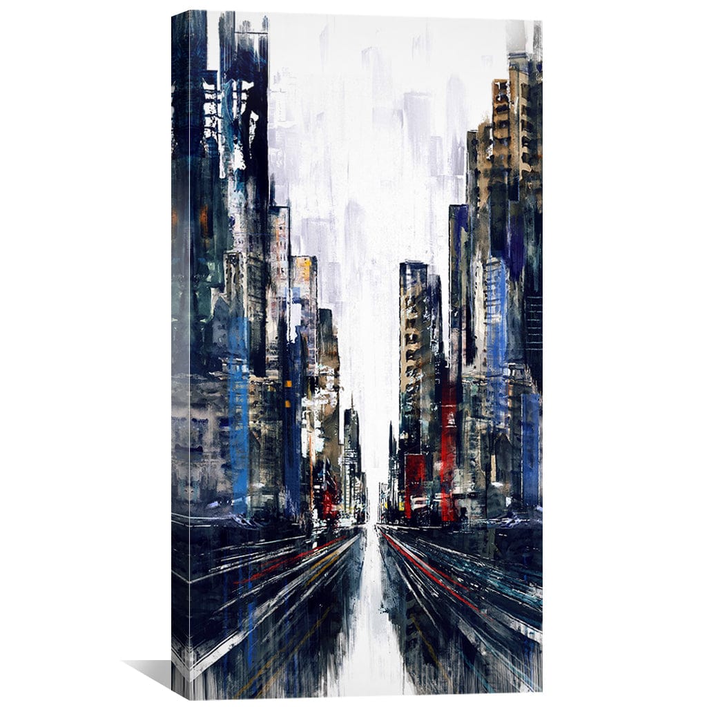 Urban Cityscape Oil Painting – Modern Metropolitan Art for Home Decor