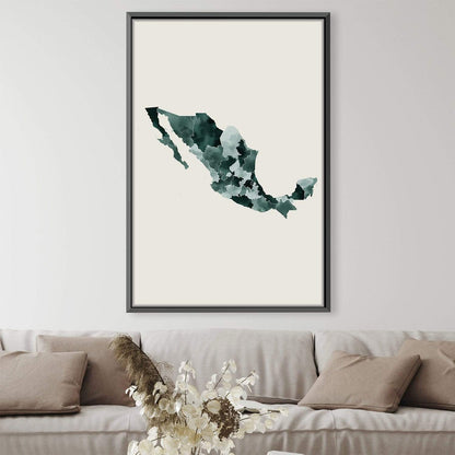 Abstract Mexico Map Oil Painting - Modern Wall Art for Home Decor