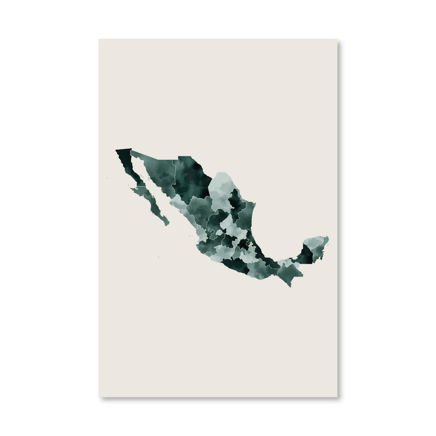 Abstract Mexico Map Oil Painting - Modern Wall Art for Home Decor