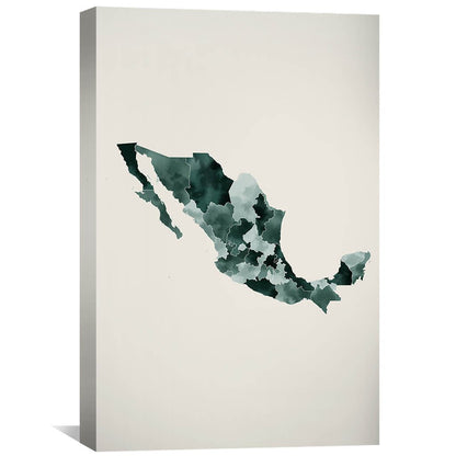 Abstract Mexico Map Oil Painting - Modern Wall Art for Home Decor