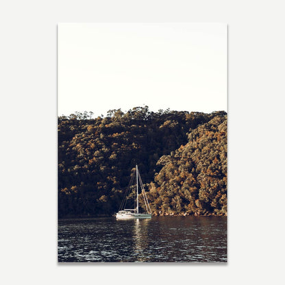 Serene Sailboat at Middle Harbour - Tranquil Coastal Oil Painting for Home Decor