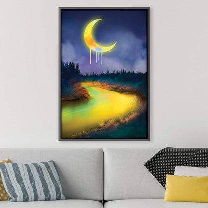 Serene Moonlit River Canvas Art for Modern Home Decor