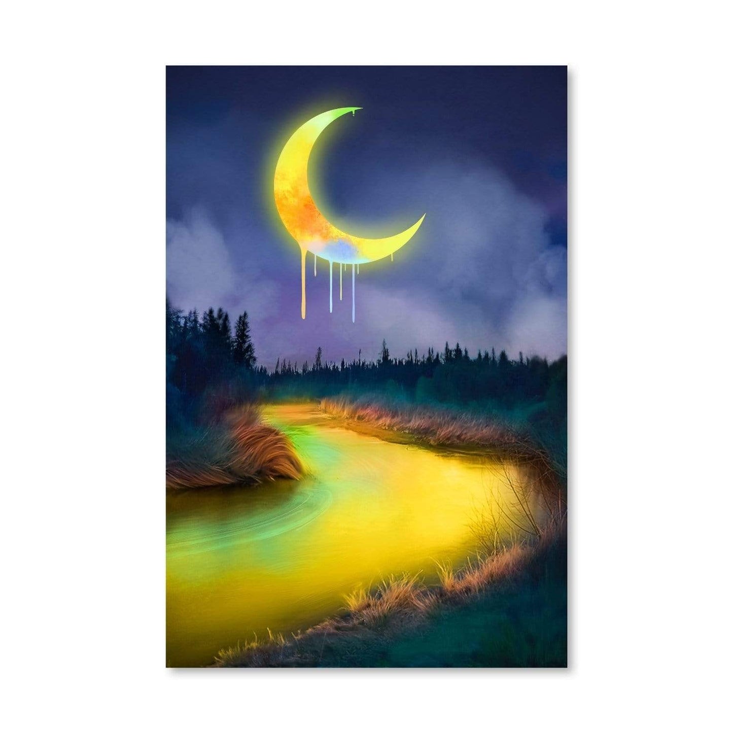 Serene Moonlit River Canvas Art for Modern Home Decor