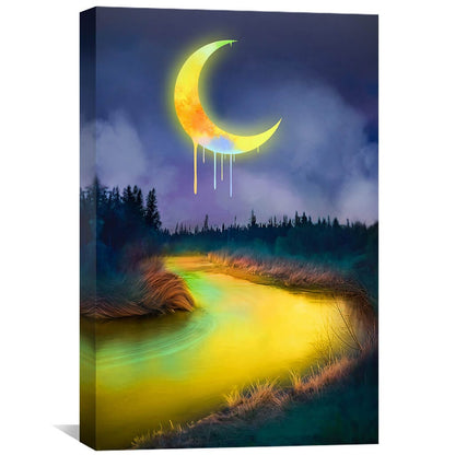 Serene Moonlit River Canvas Art for Modern Home Decor