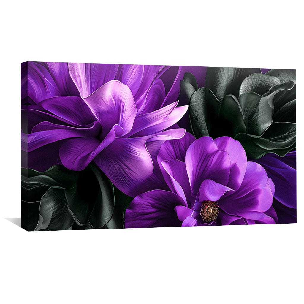 Vibrant Purple Magnolia Floral Oil Painting for Elegant Home Decor