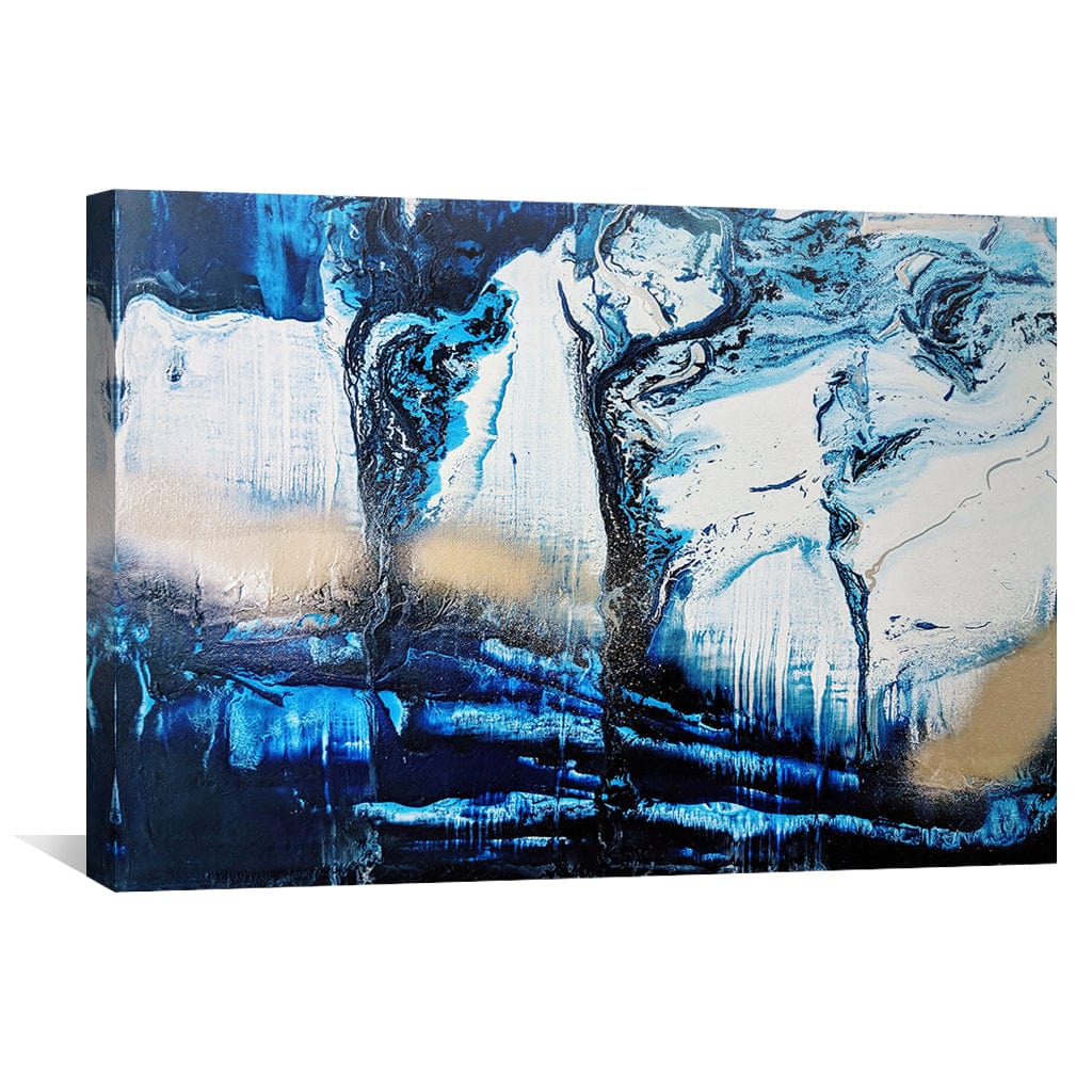 Serene Midnight Waters Abstract Oil Painting for Modern Home Decor